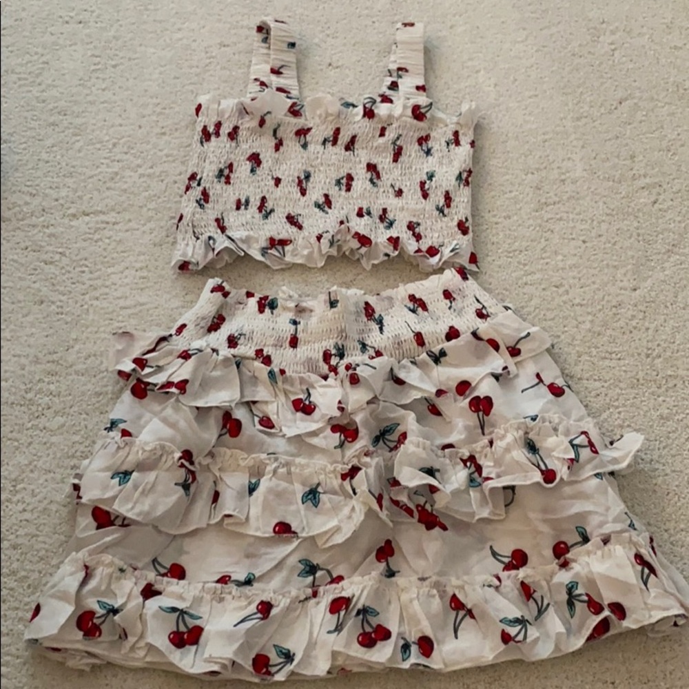 Cherry skirt and shirt set